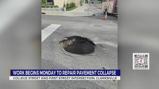 Clarksville to repair pavement collapse on College Street