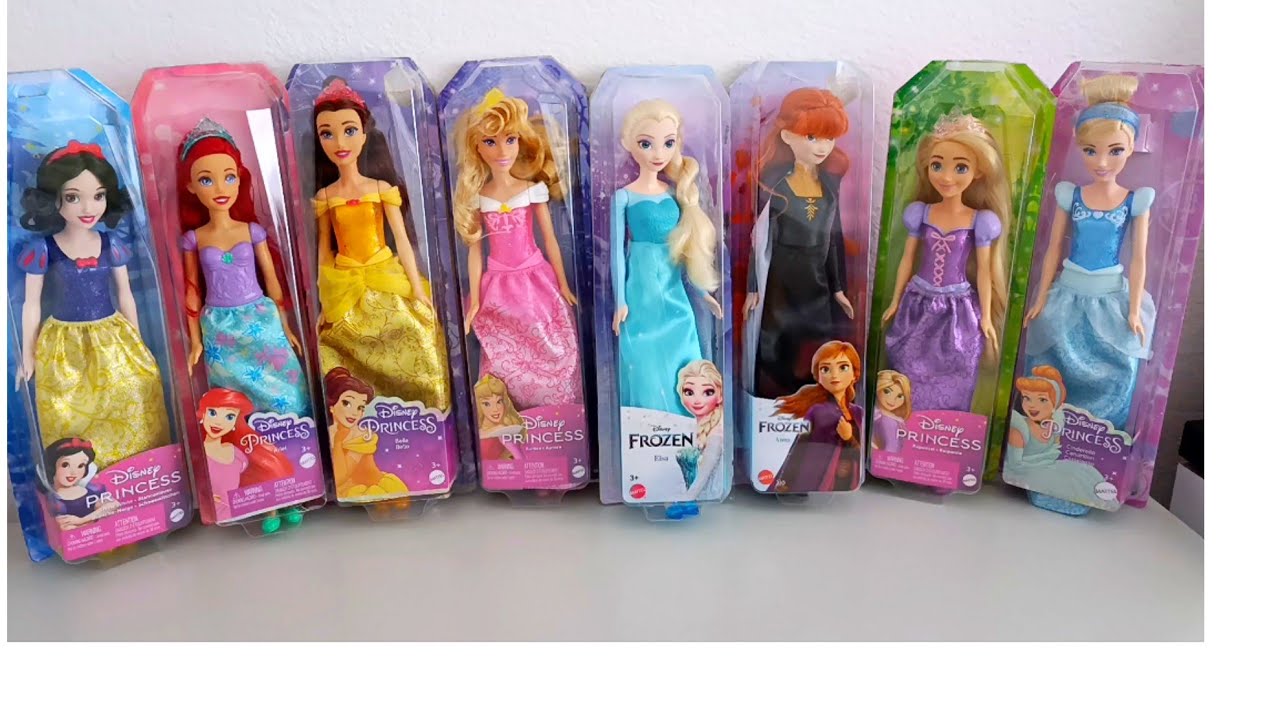 ASMR Most Popular Disney Princess Mattel Dolls  lots of colorful  rainbow  Dresses  unpacking toys 
