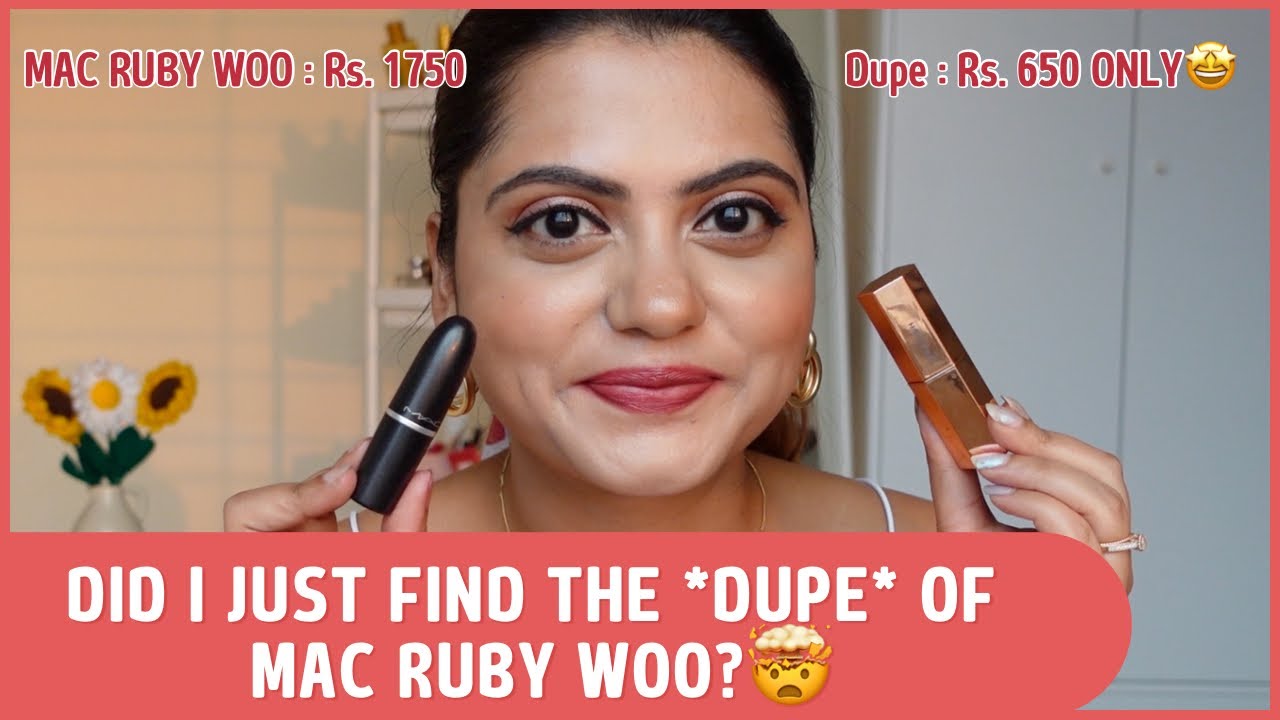 Did I just find the *DUPE* of MAC Ruby Woo?!🤯 For 650 Rs. only! 🤩 Swatches & Comparison 💄