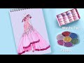 Beautiful dress design with Washi Tape and Glitter | Fashion Drawing | Washi Tape Design  #Shorts