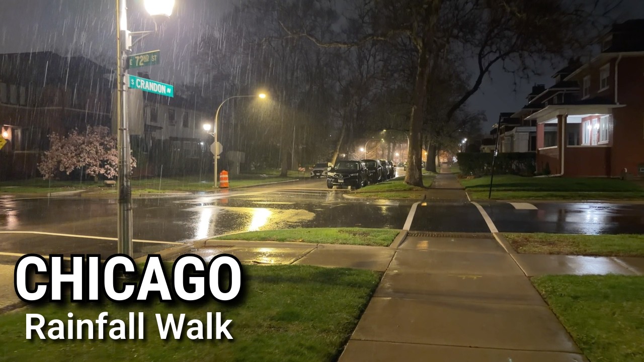 Rain Walk In Chicago ☔️ South Side Chicago Rainfall Umbrella ASMR 4K ...