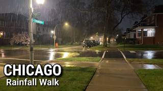 Rain Walk In Chicago ☔️ South Side Chicago Rainfall Umbrella ASMR 4K 60fps Night Rain