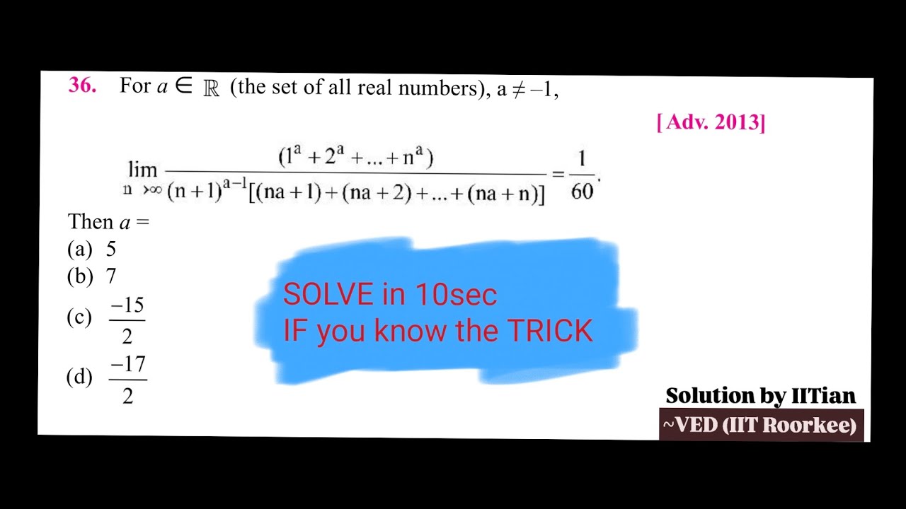 JEE Advanced 2013 Question from Limits 🔥 and direct properties of ...