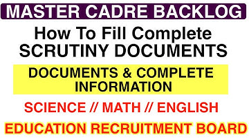 Master Cadre Backlog Vacancies | Scrutiny Process | Documents Verification | all information ||