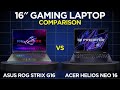 Asus ROG Strix G16 vs Acer Predator Helios Neo 16 AI Comparison | Which  Handles A+ Games Better?