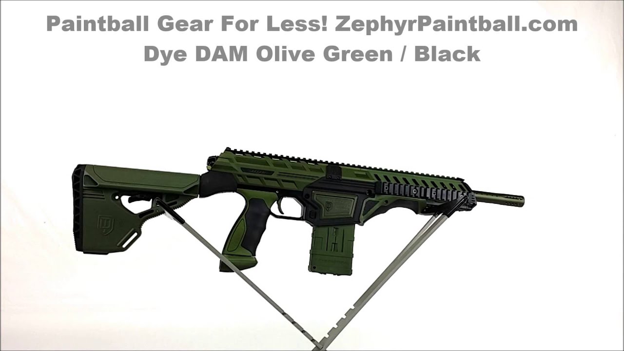 Dye DAM Paintball Gun Olive Green Black 360 View DYE 2010 30265500 YouTube