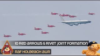 RARE 10 RED ARROWS AND RC-135W RIVET JOINT FORMATION FLYPAST RAF HOLBEACH AIR WEAPONS RANGE