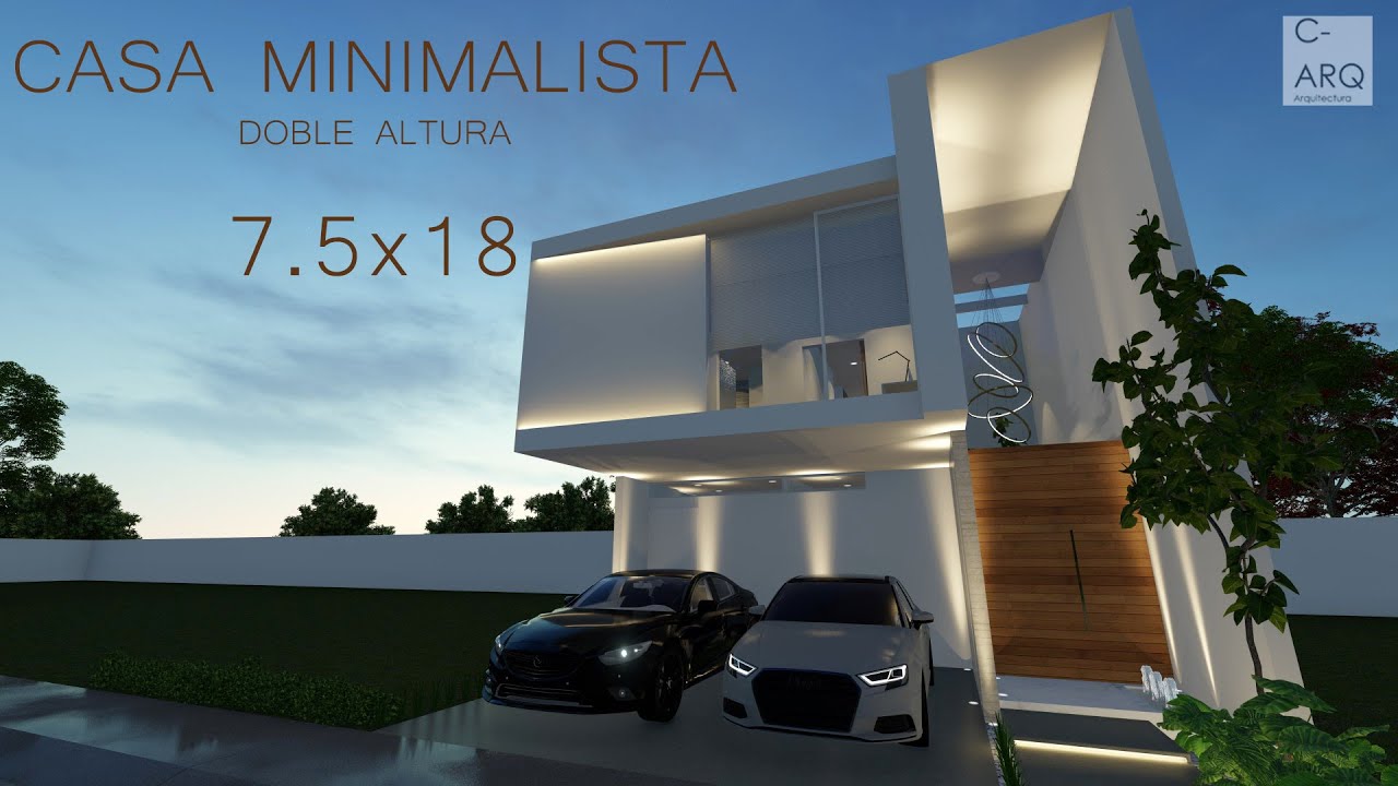 IMPRESIONANTE CASA MINIMALISTA BLANCA DE 7.5mx18m CON DOBLE ALTURA | MINIMALIST HOUSE | 185m2
