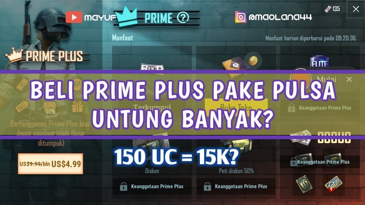 Cara Beli PRIME PLUS PUBG MOBILE Menggunakan Pulsa YouTube