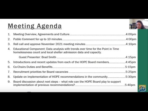H.O.P.E. Advisory Board Meeting - January 26, 2022