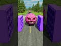 Colourful Capsule Buses vs Giant Spike Bollards Crash - BeamNG.Drive