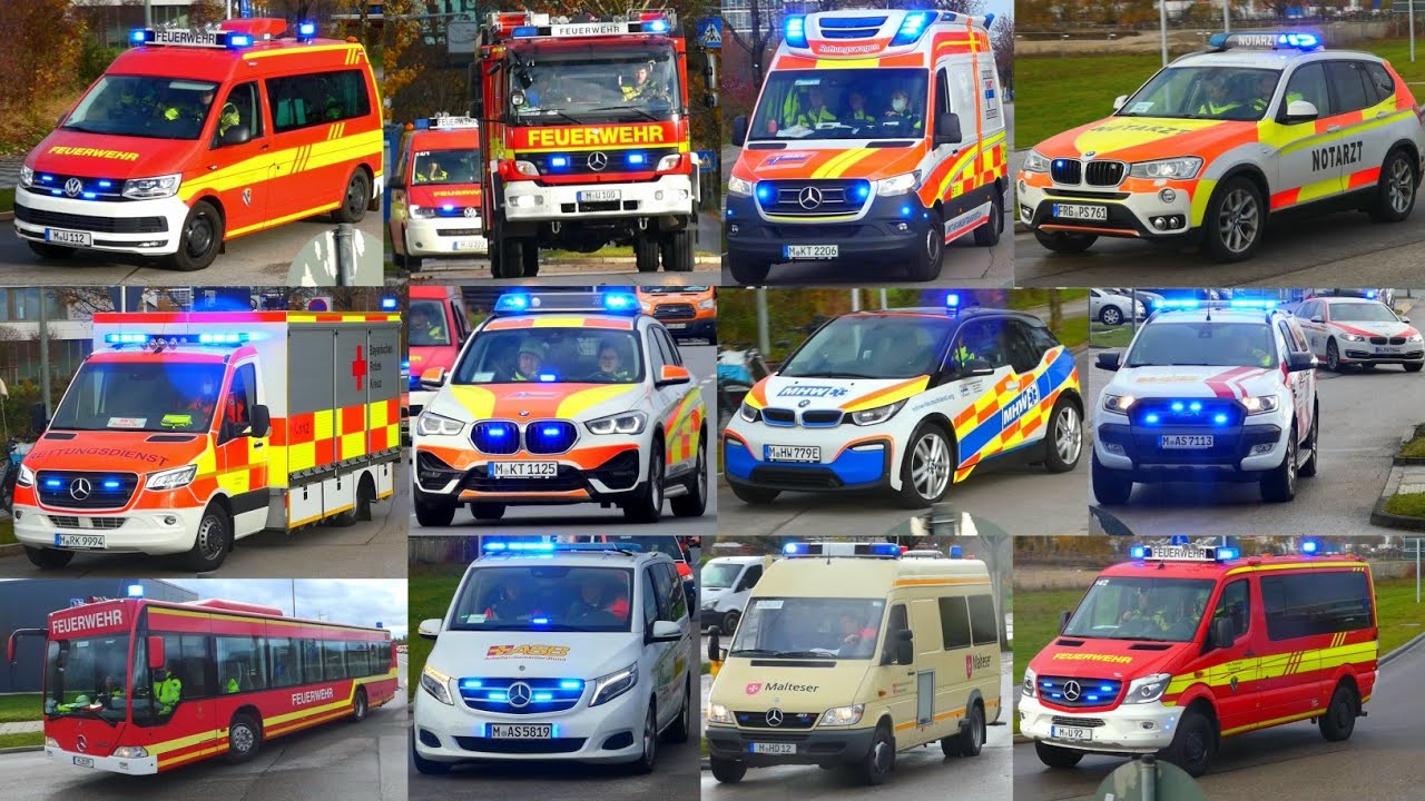 [MANV nach Busunfall] Einsatzfahrten Feuerwehr & Rettungsdienst zu Großübung in Unterföhring