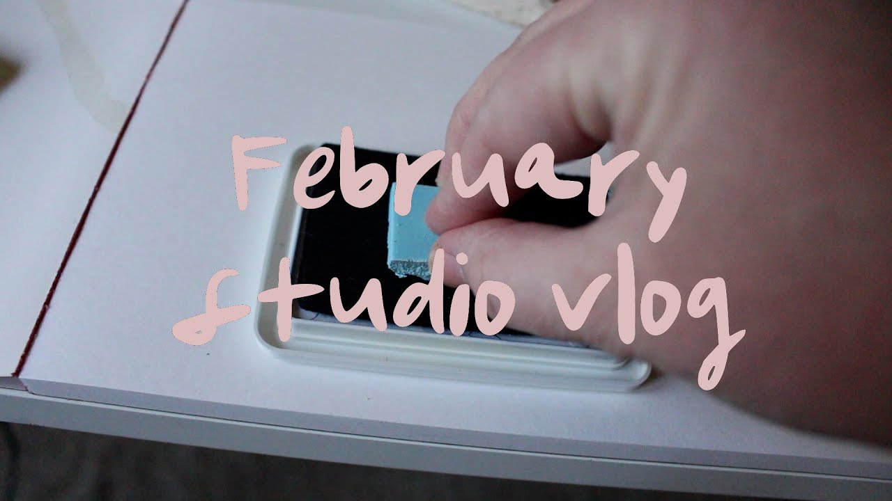 studio vlog: a tiny stamp, watercolors, crochet hat ☆