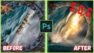 Sinking Ship Disaster with Photoshop Manipulation | Time-lapse Tutorial | Composition