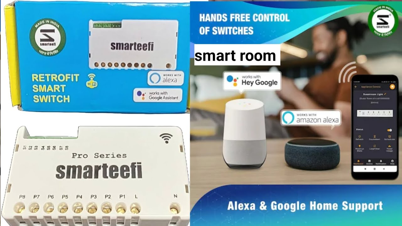 smarteefi wifi 8 node smart switch device unboxing. online switch on of your mobile app.wif connect