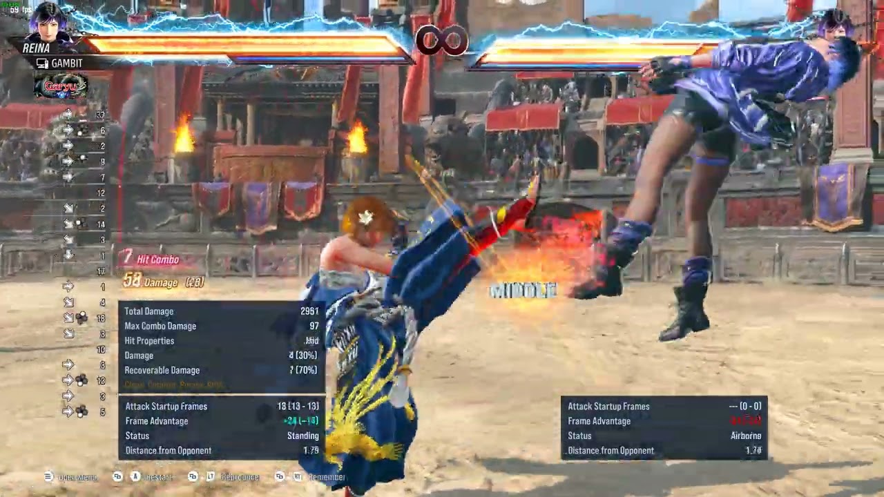 Tekken 8  Reina 100 Damage combo, heat dash, no walls
