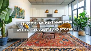 Studio Apartment Makeover Ideas with Zero Closets and Storage