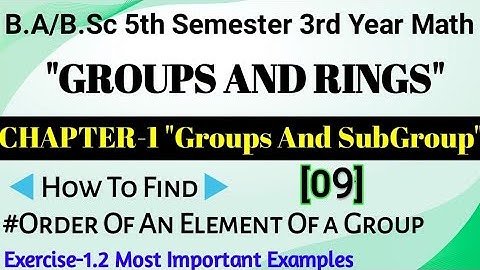 Groups And Subgroups Chapter 1|B.Sc Third Year Groups&Rings Math|5th Sem|Order Of AnElement Of Group