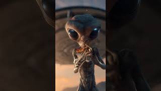 Grey Alien Enjoying Pepperoni Pizza on a Distant Planet#funny#trenfingshorts #viral #sora #music #yt