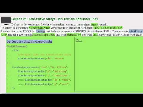 Lektion 21: Assoziative Arrays - ein Text als Schlüssel / Key