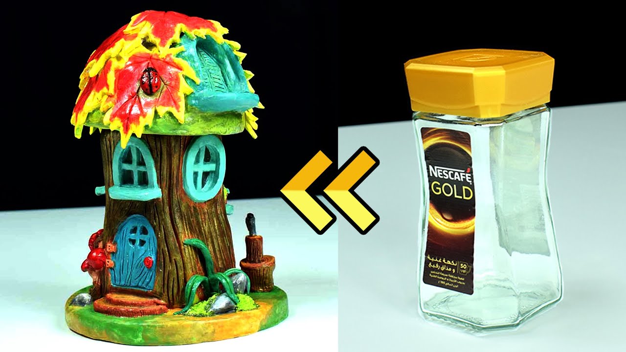 Мой первый проект 🥰 Как сделать лампу в сказочном домике из банки