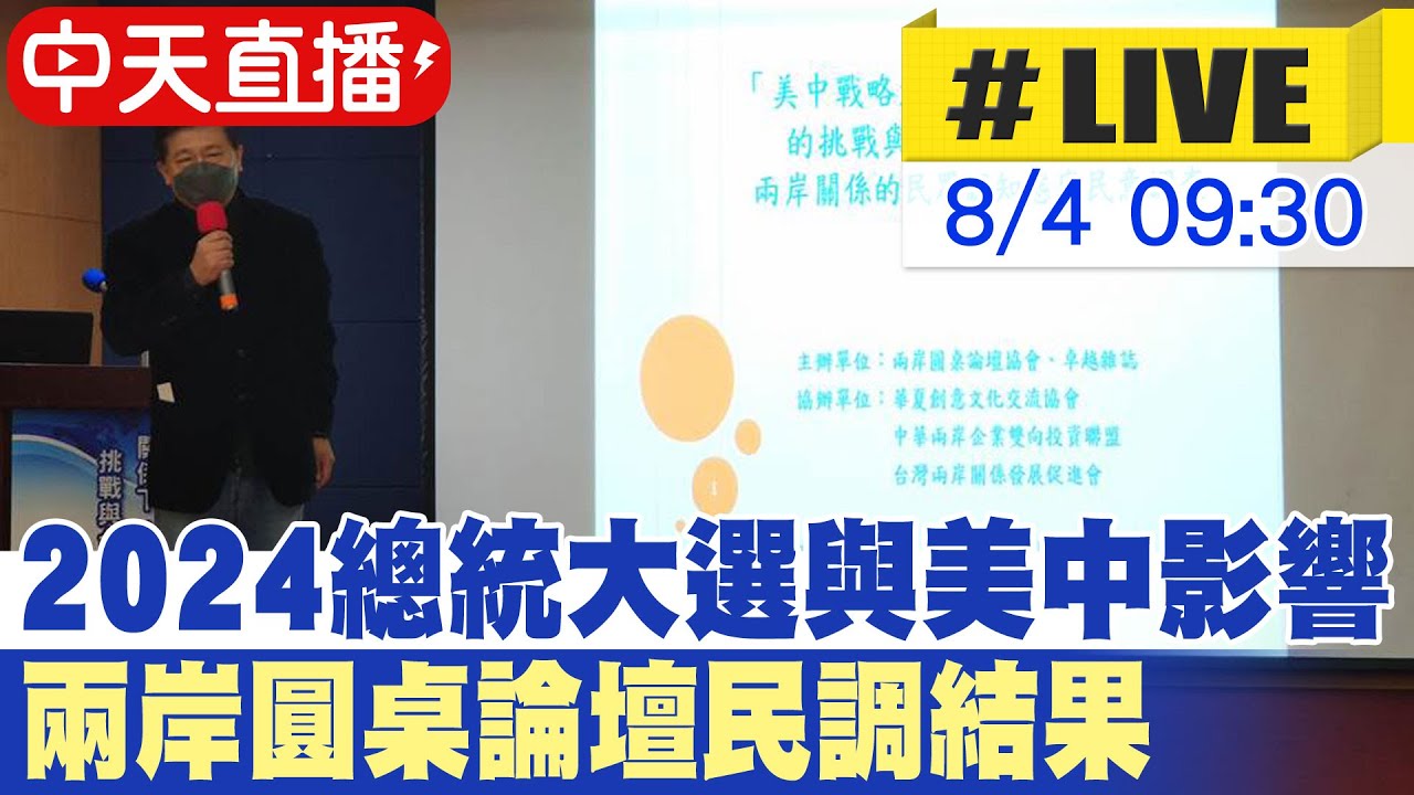 【中天直播#LIVE】2024總統大選與美中互動影響 兩岸圓桌論壇民調結果 20230804 @中天新聞CtiNews