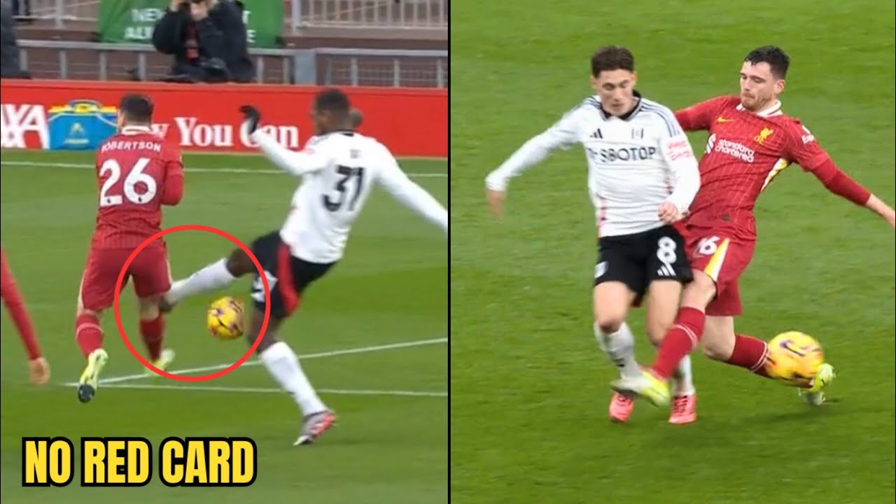 Andy Robertson Red Card vs Fulham 😳 | Issa Diop Challenge on Robertson ...