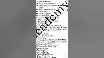 اصول معاشیات  آیی کام پارٹ 1 گیس پیپر Principles of Economics I. Com Part 1 Guess Papers