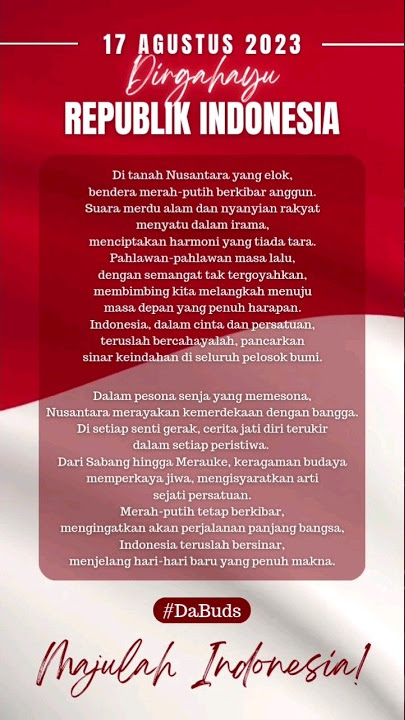 Dirgahayu Republik Indonesia, Puisi Pendek Tentang Kemerdekaan #shorts #puisi #puisikemerdekaan