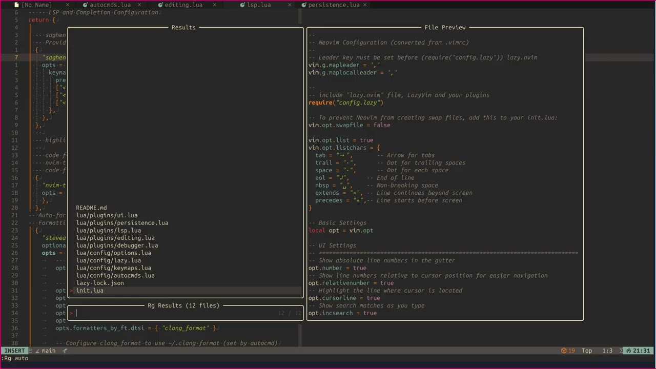 vim & rg integration