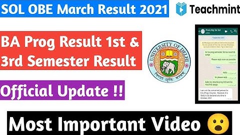 SOL OBE Exam BA Prog Result 2021 || 1st & 3rd semester Result || Official Update !! / Teachmint