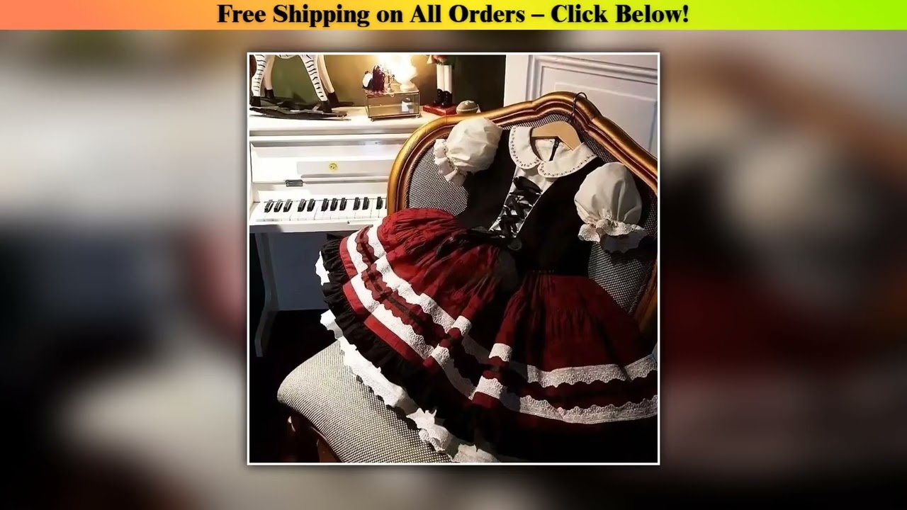 0-12Y Baby Girl Christmas Vintage Red Black Dress for Birthday Photography Holiday B505 Wholesale