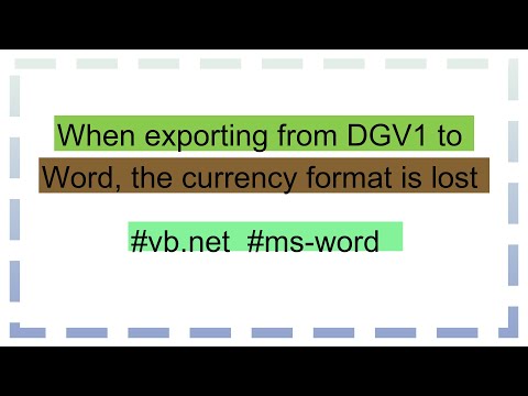 When exporting from DGV1 to Word, the currency format is lost