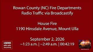 9/2/26 - Rowan County (NC) Fire Departments - Hinsdale Avenue - Radio Traffic