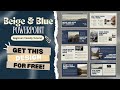 BEIGE AND BLUE THEMED POWERPOINT TUTORIAL || FREE DOWNLOAD 💙