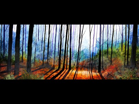 How to paint the Magic of Sunlight in a beautiful Forest in watercolour