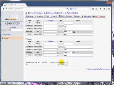 วิชาการพัฒนาเว็บ : 14 การใช้ PhpMyAdmin จัดการข้อมูลภายในตาราง
