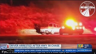 Wrong way Hwy 58 driver arrested after pursuit, faces multiple felonies: CHP