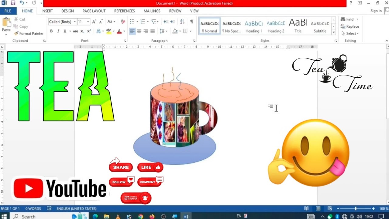 Tea cup design in ms word ll new design with easy steps. - YouTube