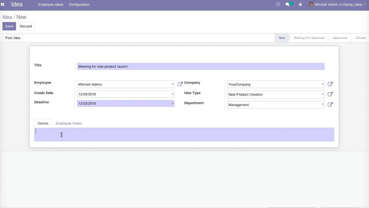 Share Employee Ideas | HR | Odoo Apps Feature 