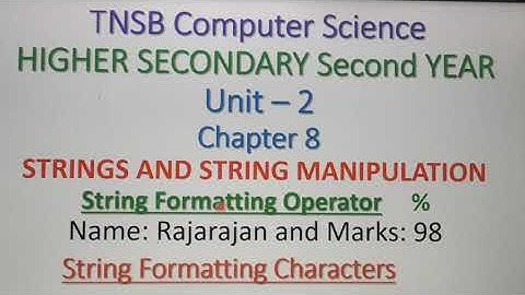 String Formatting Operators and String Formatting Characters, Part 4, in Tamil, A.Jaya Mabel Rani/AP