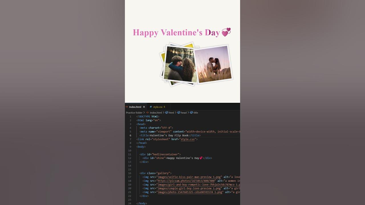 Valentine's day card 💌 using HTML and CSS #shorts - YouTube