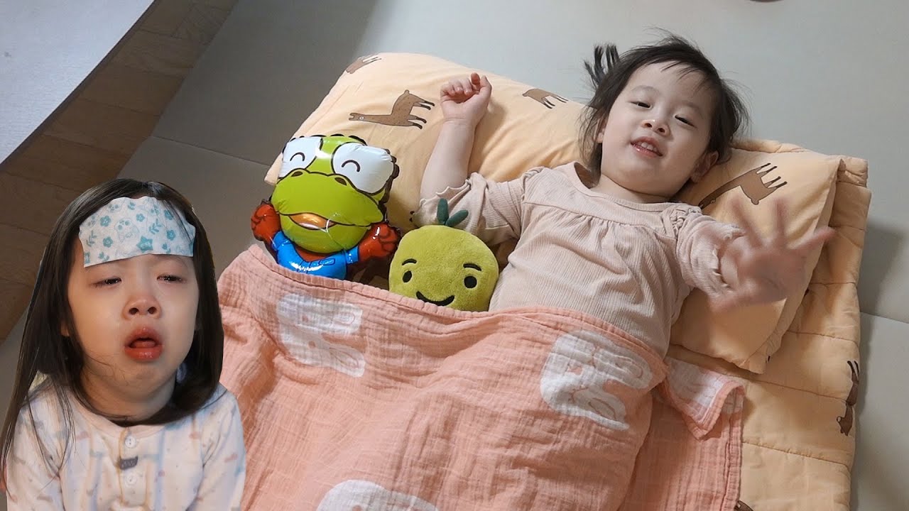 새벽에 갑자기 열이나는 예나! 열이 안 떨어져서 독감 검사도 했어요 ㅠㅠ 다큐 가족 브이로그 뉴욕이네