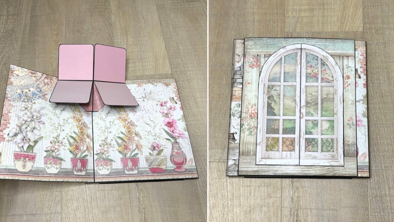 Pop Up Swing Card for 4 Square Photos | Scrapbook Page Tutorial