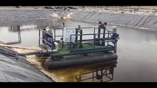 Lagoon dredging with sludge robot