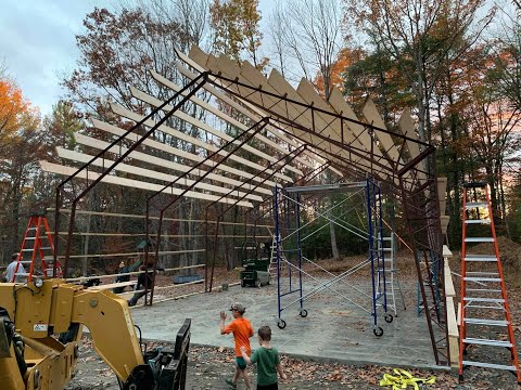 Ep. 1 Hobby Garage Build - Assembling the Frame Worldwide Steel Hybrid Steel/Wood Building 2020