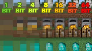 Minecraft 1bit vs 2 bit vs 4 bit vs 8 bit vs 16bit vs 32 bit 64 bit
