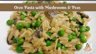 Orzo Pasta with Mushrooms and Peas ~ Easy Creamy Orzo Pasta Recipe ~ Amy Learns to Cook