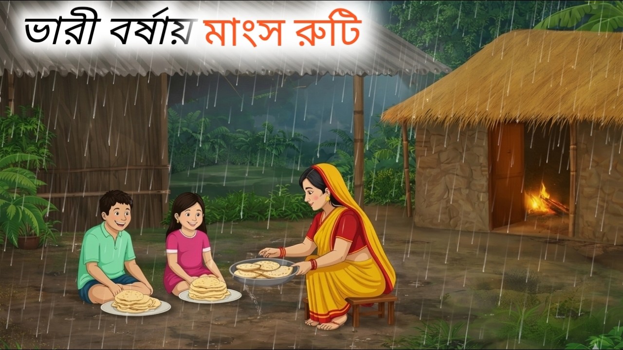 ভারী বর্ষায় মাংস রুটি। বাংলা কার্টুন ভিডিও।  Bangla cartoon। Rupkothargolpo। thakumarjuli।