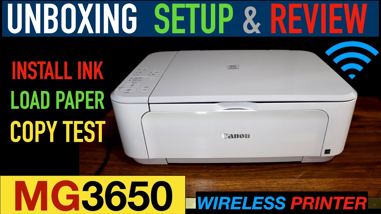 Canon MG3650: Setup, Unboxing, Install Setup Cartridges, Load Paper, & Review !! -